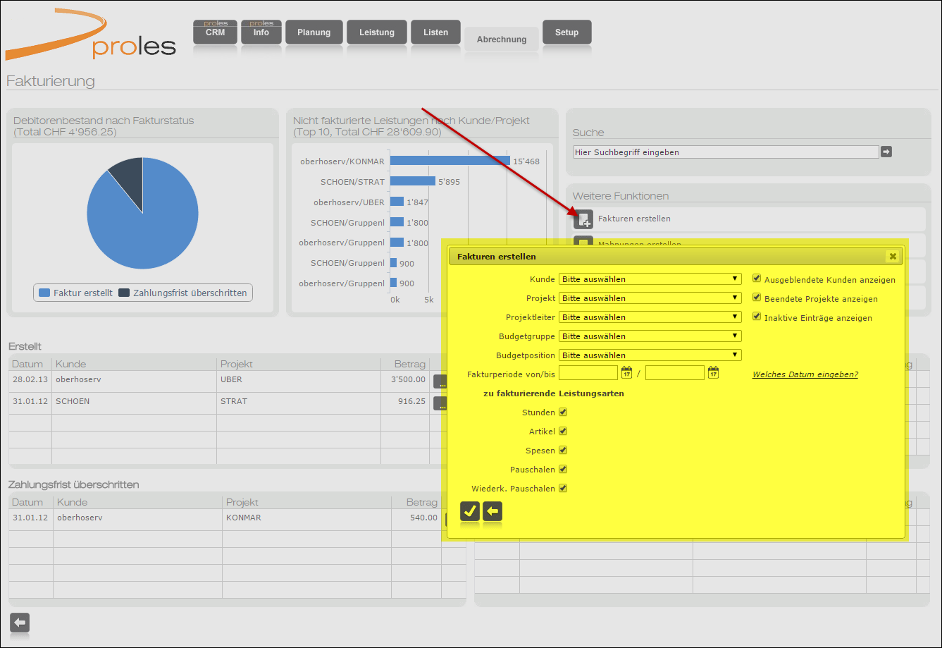 Fakturierung - Fakturen erstellen