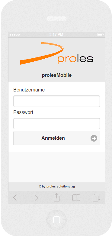 prolesMobile - Benutzeranmeldung
