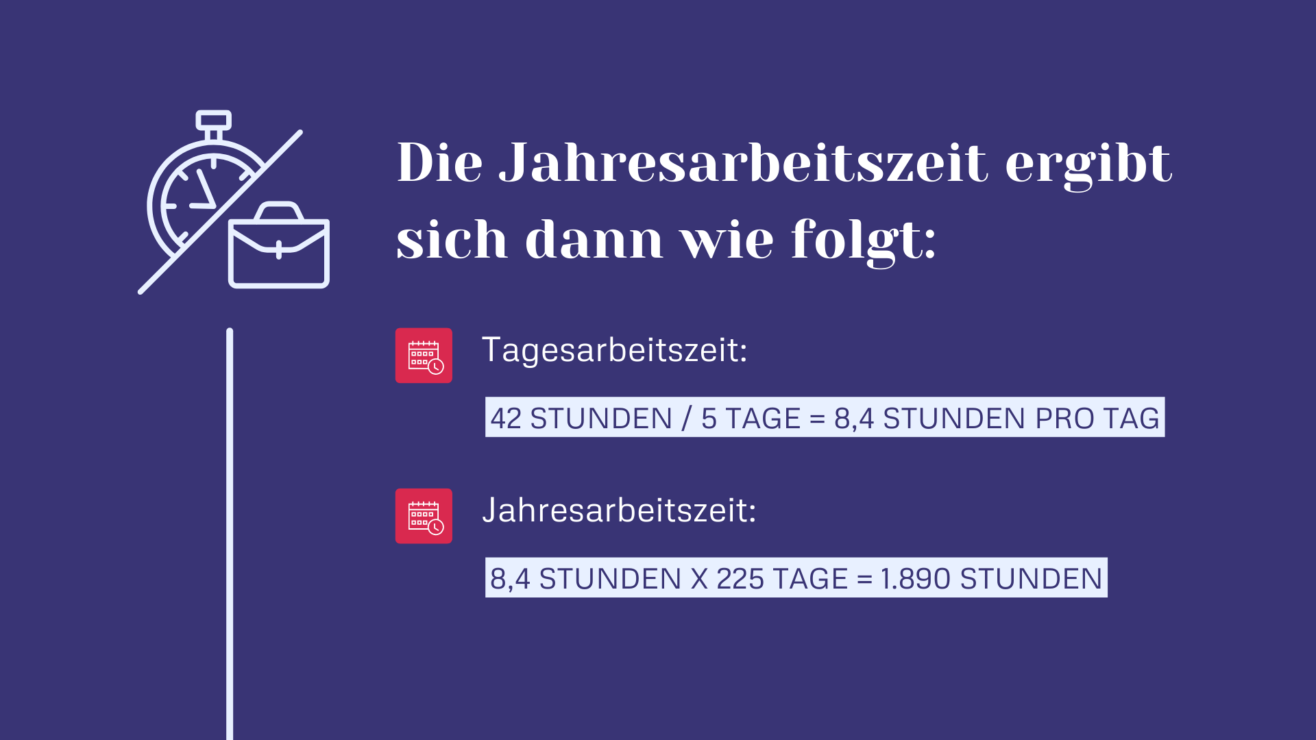 Die Jahresarbeitszeit ergibt sich dann wie folgt