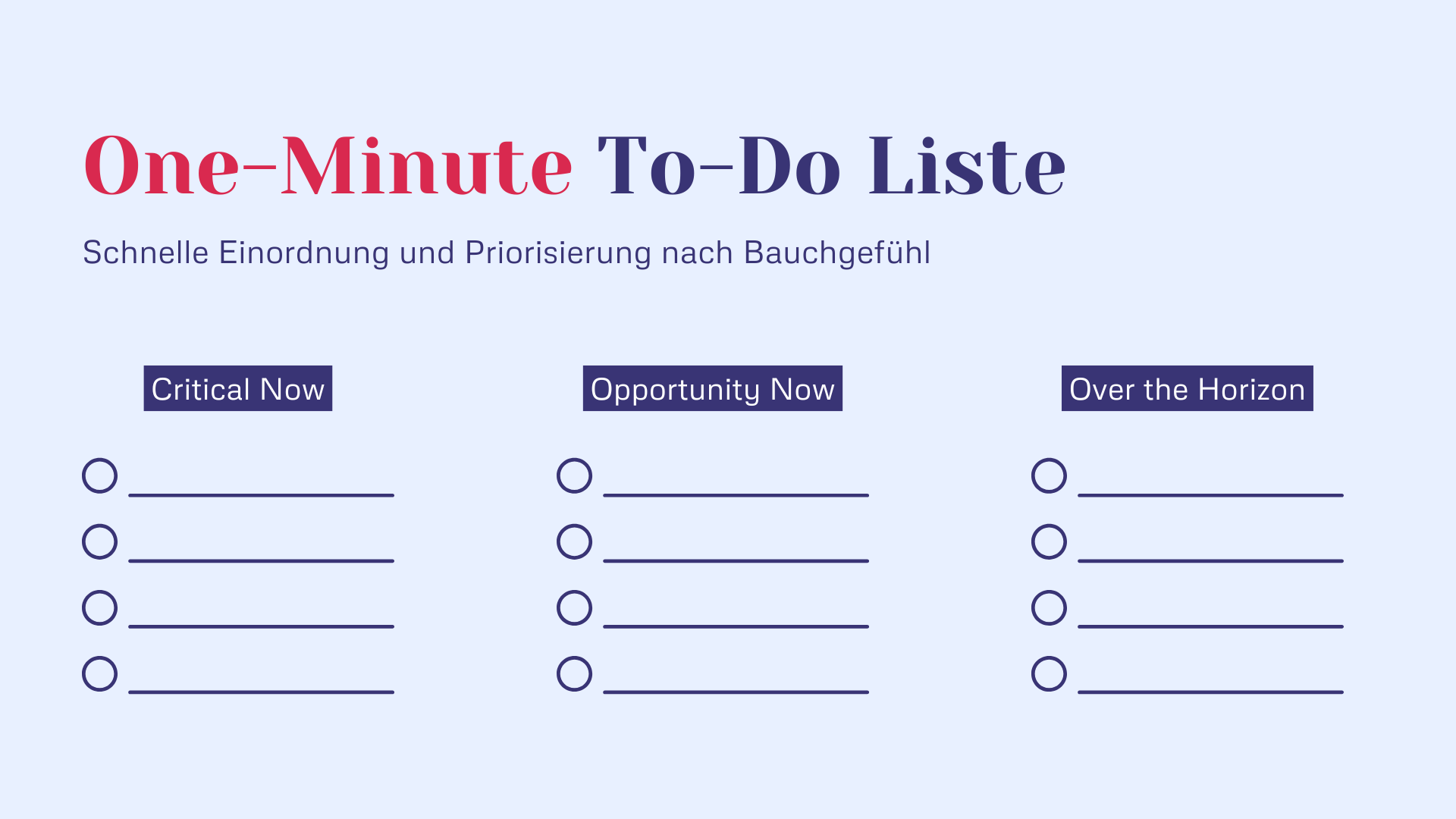 One-Minute To-Do Liste