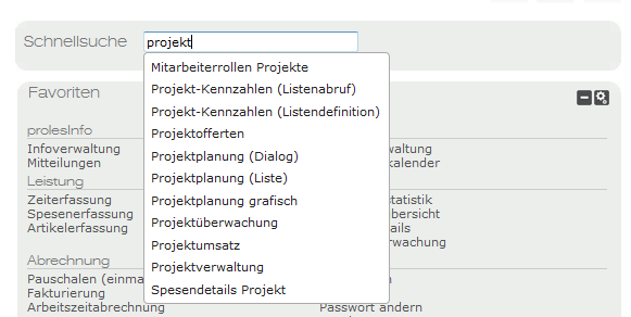 proles - Schnellsuche für Funktionen