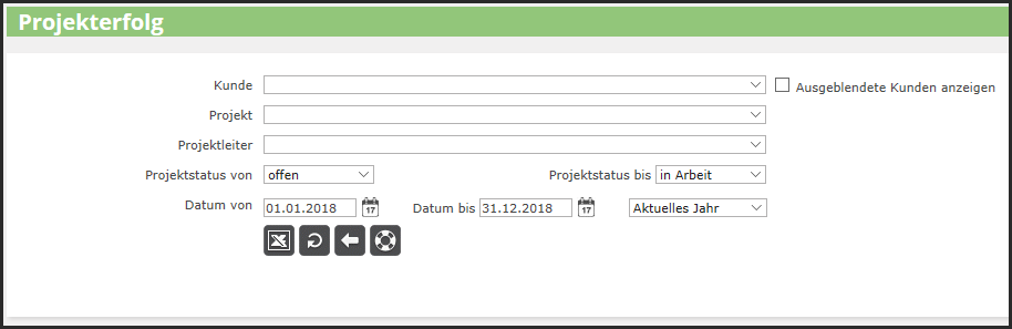 Projekterfolg - Abrufdialog / Filtermöglichkeiten