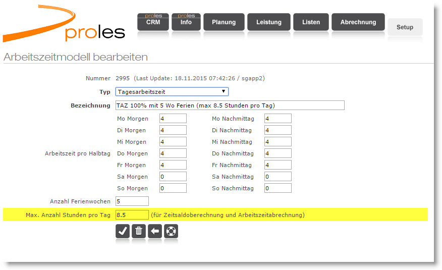 Begrenzung der zeitsaldorelevanten Stunden pro Tag festlegen - Arbeitszeitmodell bearbeiten