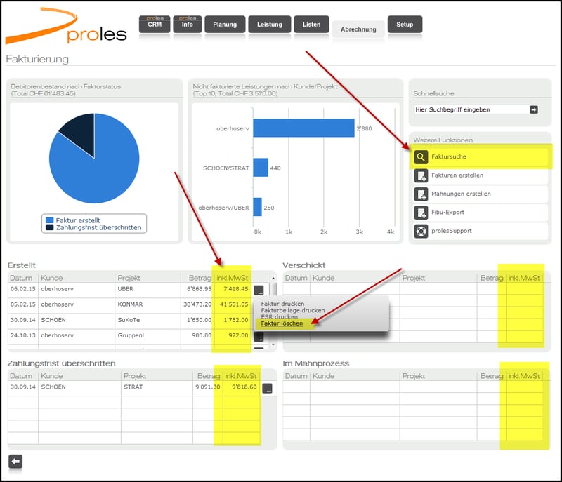 proles - Fakturierung - Startseite