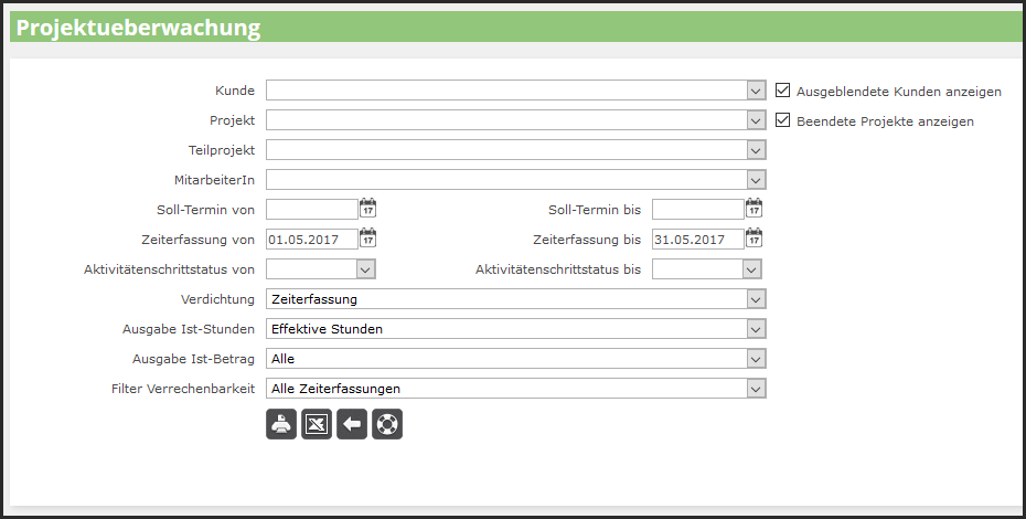 proles - Controlling - Projektüberwachung - Abrufdialog