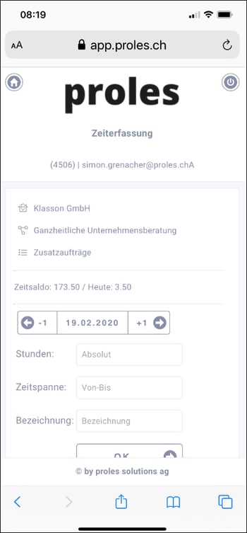 proles - prolesMobile - Zeiterfassung