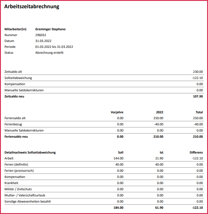 proles - Arbeitszeitabrechnung