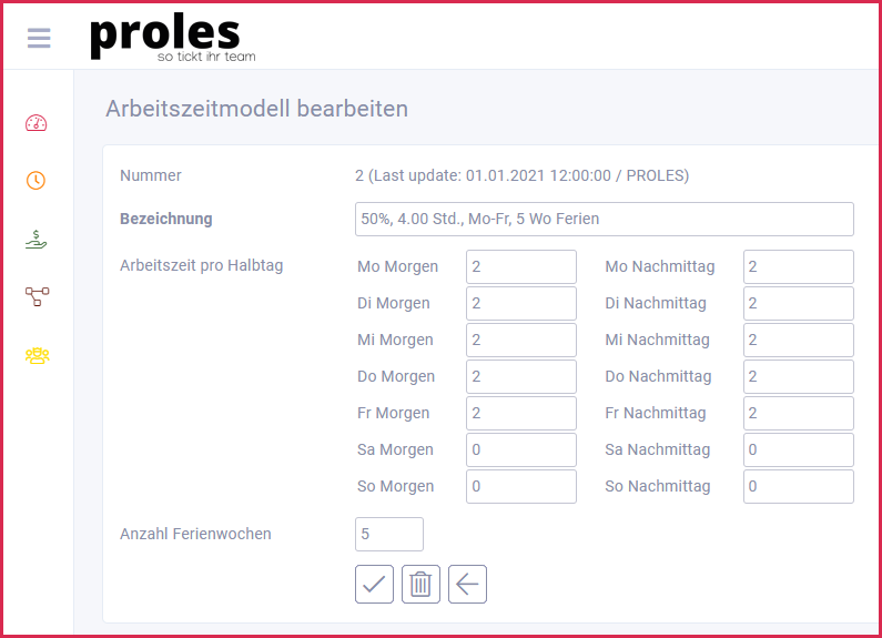 proles - Arbeitszeitmodelle - Arbeitszeitmodell bearbeiten