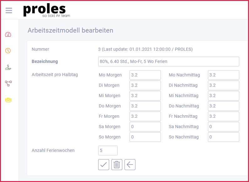 proles - Arbeitszeitmodelle - Arbeitszeitmodell bearbeiten