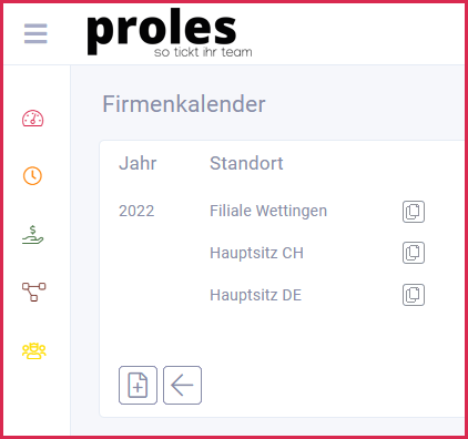 proles - Firmenkalender - Auswahl