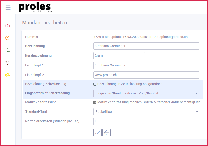 proles - Mandant bearbeiten - Einrichtungsarbeiten Zeiterfassung-1