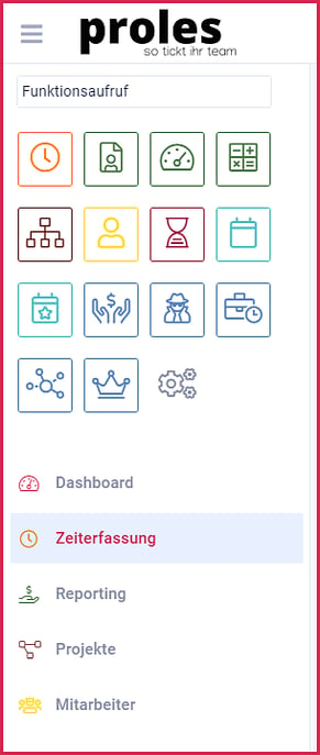 proles - Zeiterfassung aufrufen - Via Navigation