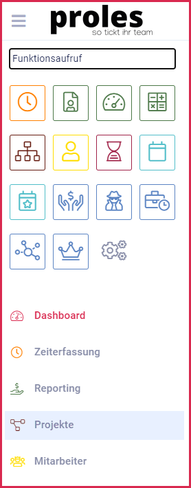 proles - Kunden & Projekte - Aufruf via Navigation
