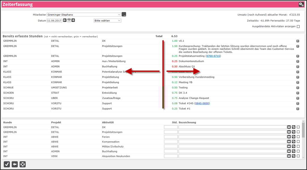 proles - Zeiterfassung - Einrichtungsarbeiten - Zeiterfassung konfigurieren - Spaltenbreiten individuell anpassen proles - Zeiterfassung - Einrichtungsarbeiten - Zeiterfassung konfigurieren - Spaltenbreiten individuell anpassen