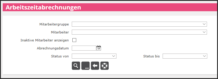 proles - Arbeitszeitabrechnungen - Übersicht - Selektionsmöglichkeiten